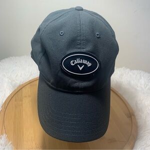 Callaway Golf Cap Hat Fitted Men’s L-XL Black Rubber Logo A-Flex